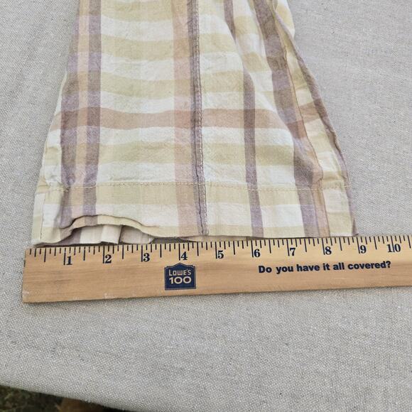 Free People The Way You Move Natural Plaid Linen Pants Edgy 70s Boho Size 12 - Picture 6 of 12